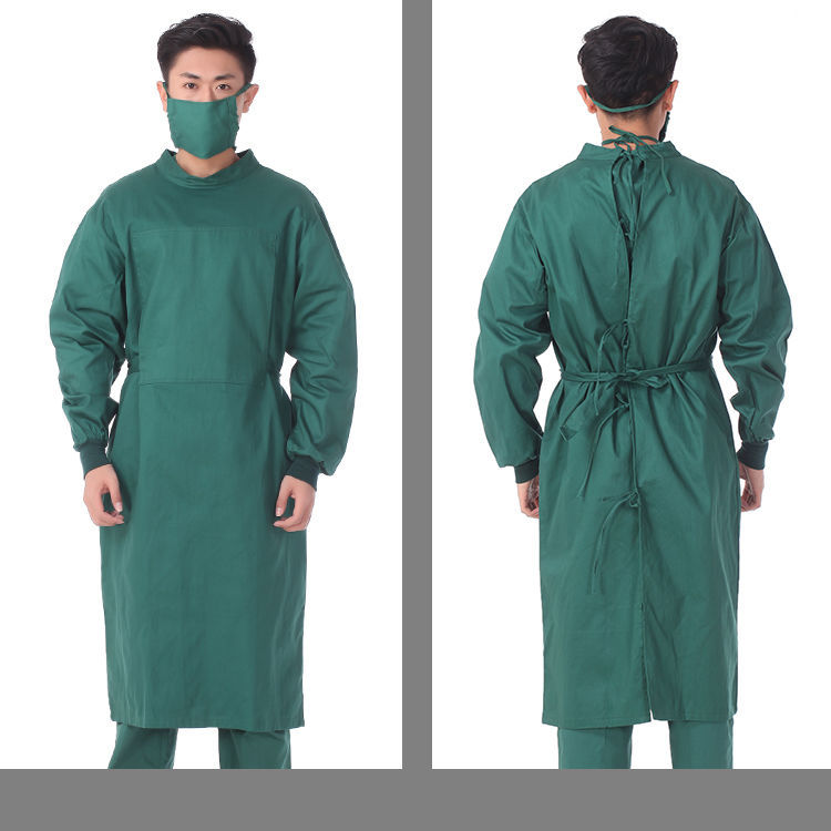 手术衣服男女纯棉医生手术室工作服墨绿紫色反穿手术服隔离衣 墨绿色