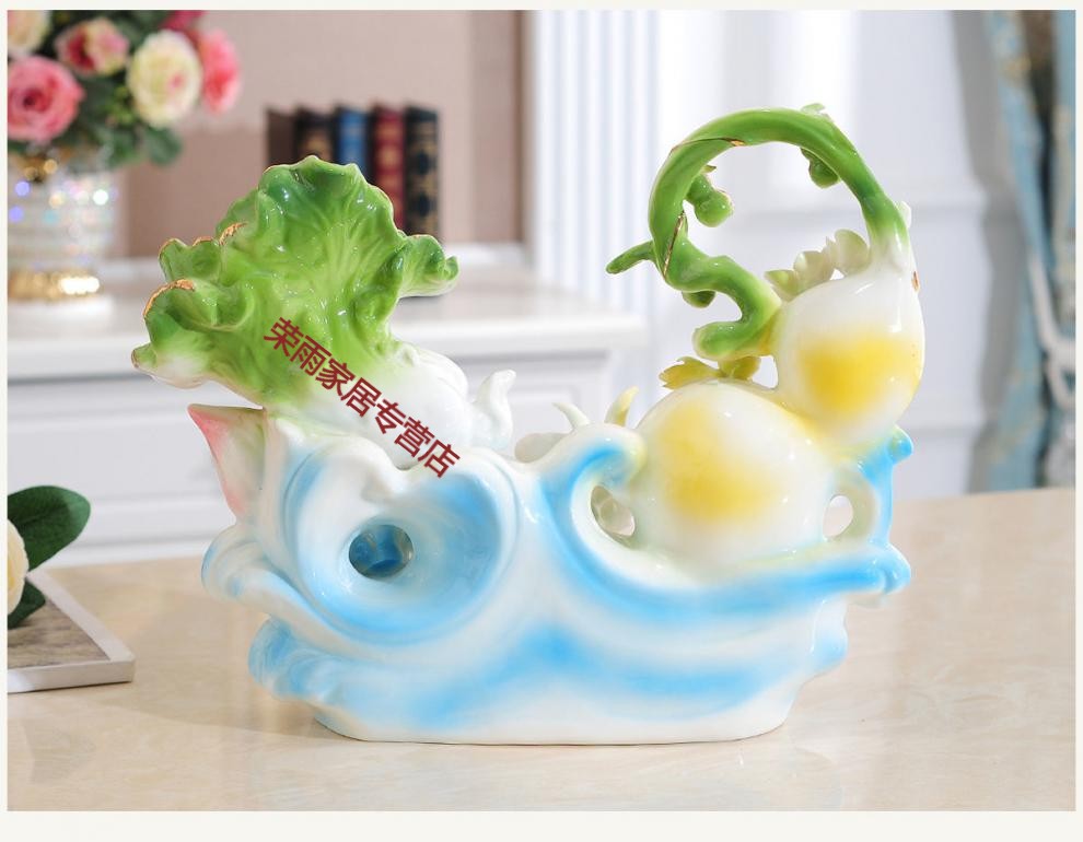 葫芦白菜陶瓷家居摆件装饰品工艺品客厅创意办公室玄关书桌面酒柜