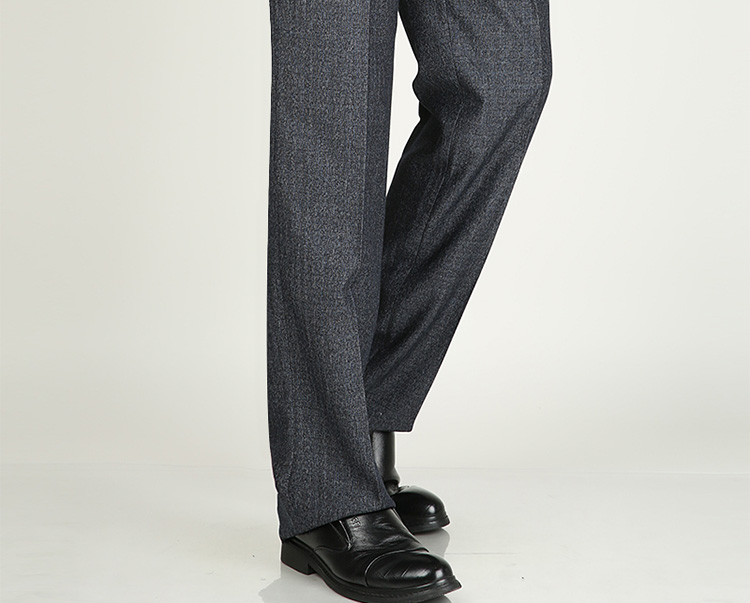 老爷车秋冬款羊毛西裤中年男士加绒加厚长裤子高腰免烫爸爸休闲裤富贵