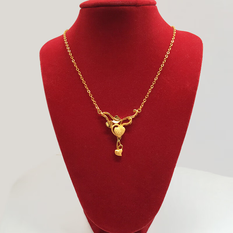 薄款结婚金项链女镀孔雀花龙凤手镯项链耳环仿金套装三金首饰 彩旺