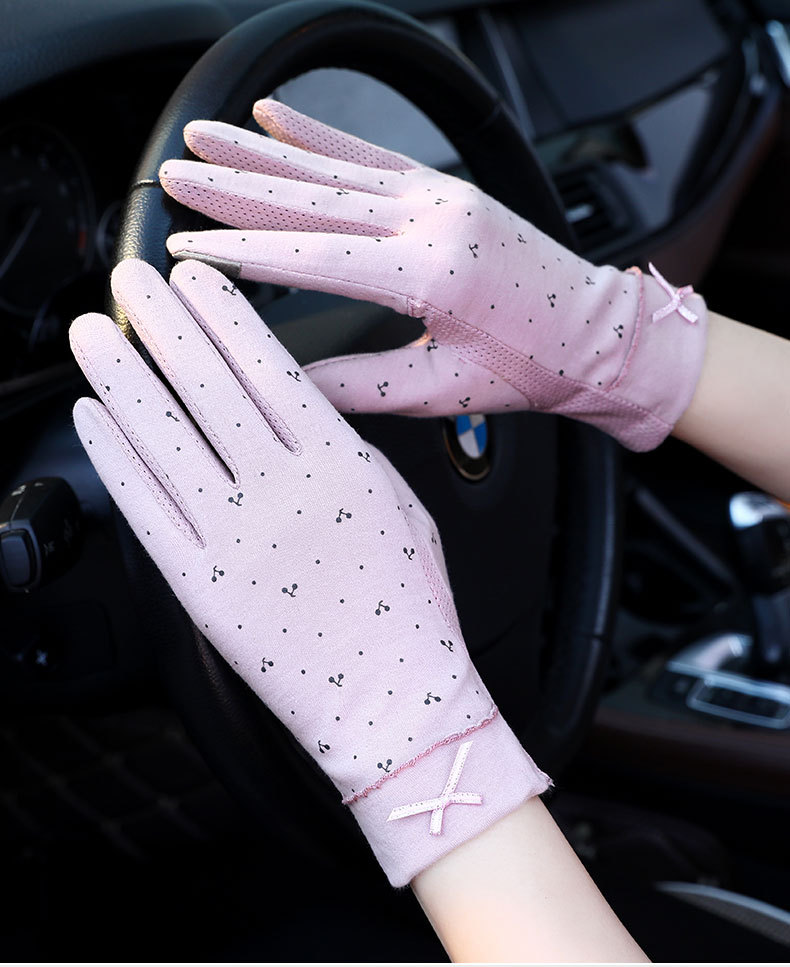 新款防晒手套女夏季触屏防滑薄款开车骑车遮阳棉线手套 115a黑色 均码