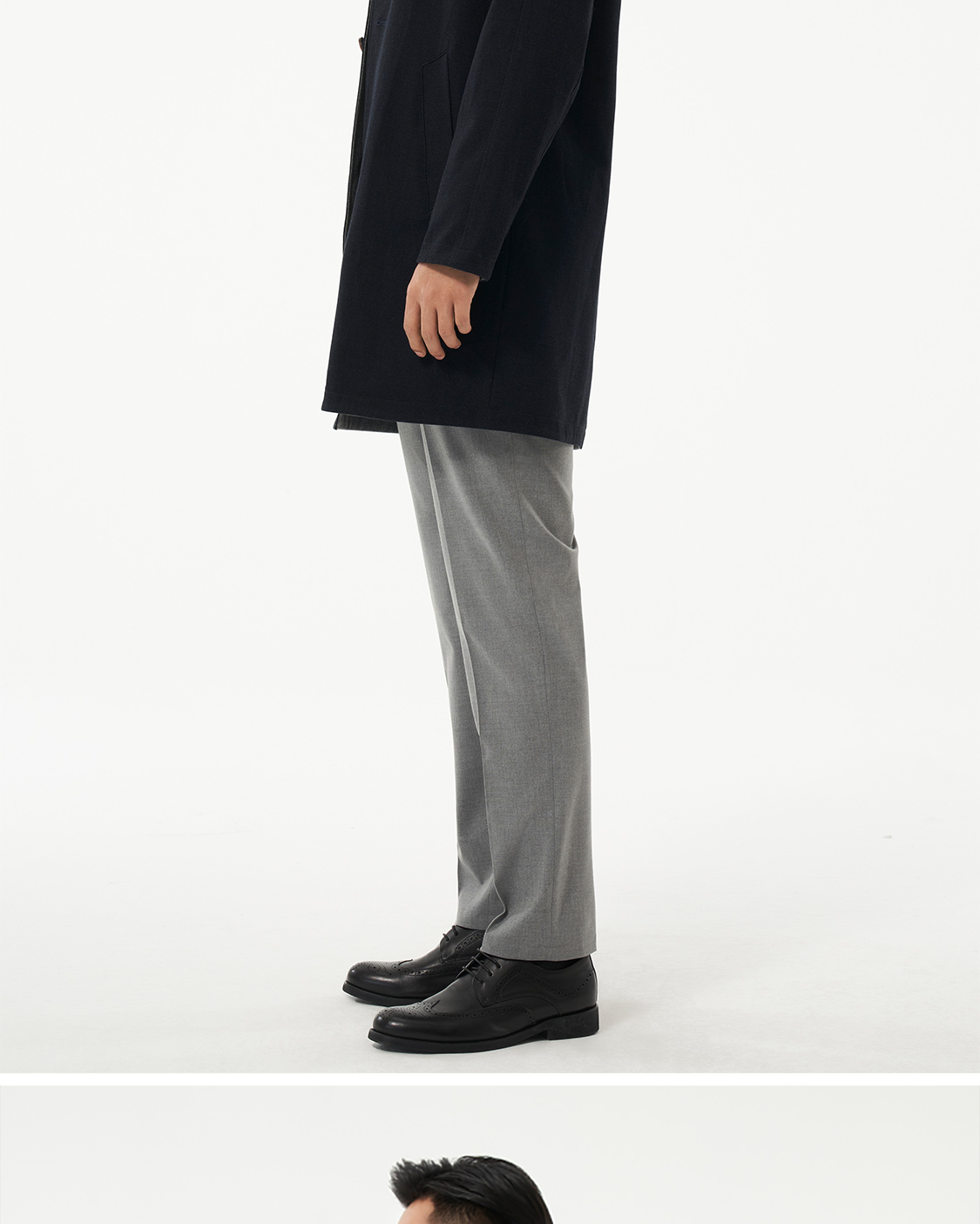 码尚定制matchu双面防风公务风衣藏青色浅灰色外套商务休闲宽松中长款