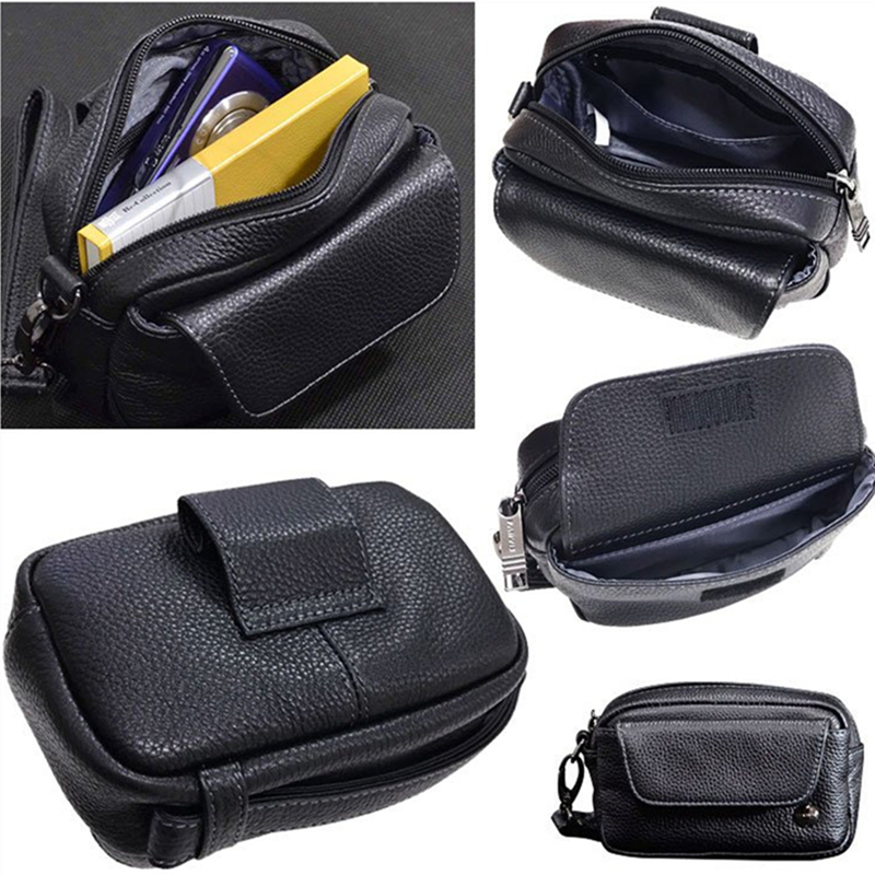 farvis男士腰包手拿包日本品牌真皮牛皮4360盒子包小包黑色