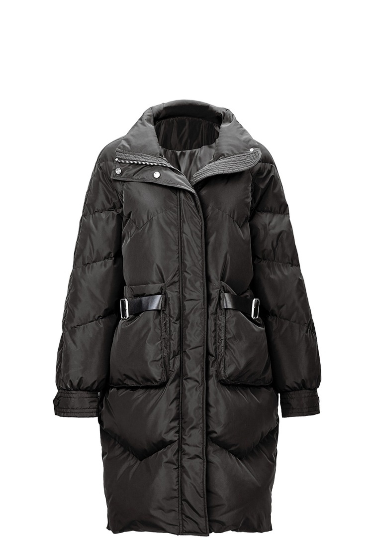 【商场同款】z11女装2020冬季新款宽松茧型中长款加厚羽绒服c510 米白