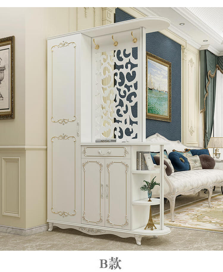 屏风隔断玄关 欧式小户型玄关柜间厅柜入户隔断门厅柜鞋柜酒柜客厅