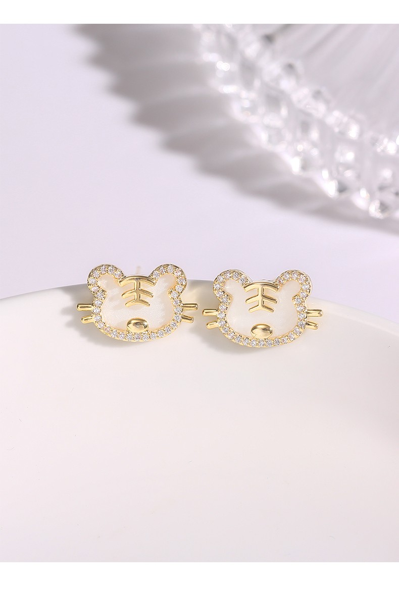 fakman百搭本命年耳环2021新款潮冬季小老虎耳饰生肖虎年精致轻奢耳钉