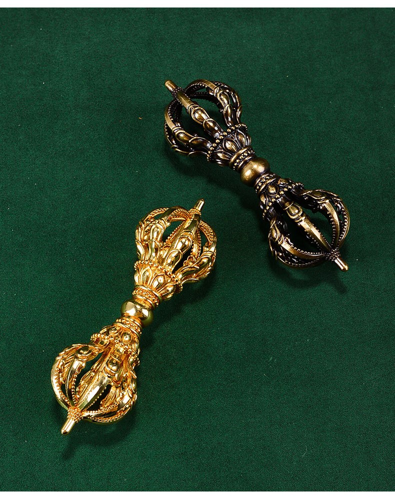 艺巅吉彩藏传拜神密宗佛具尼泊尔手工九股金刚杵金色