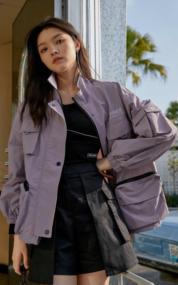 vero moda早春新款3m功能绳扣机能风工装外套女321121021 黑 165/84a