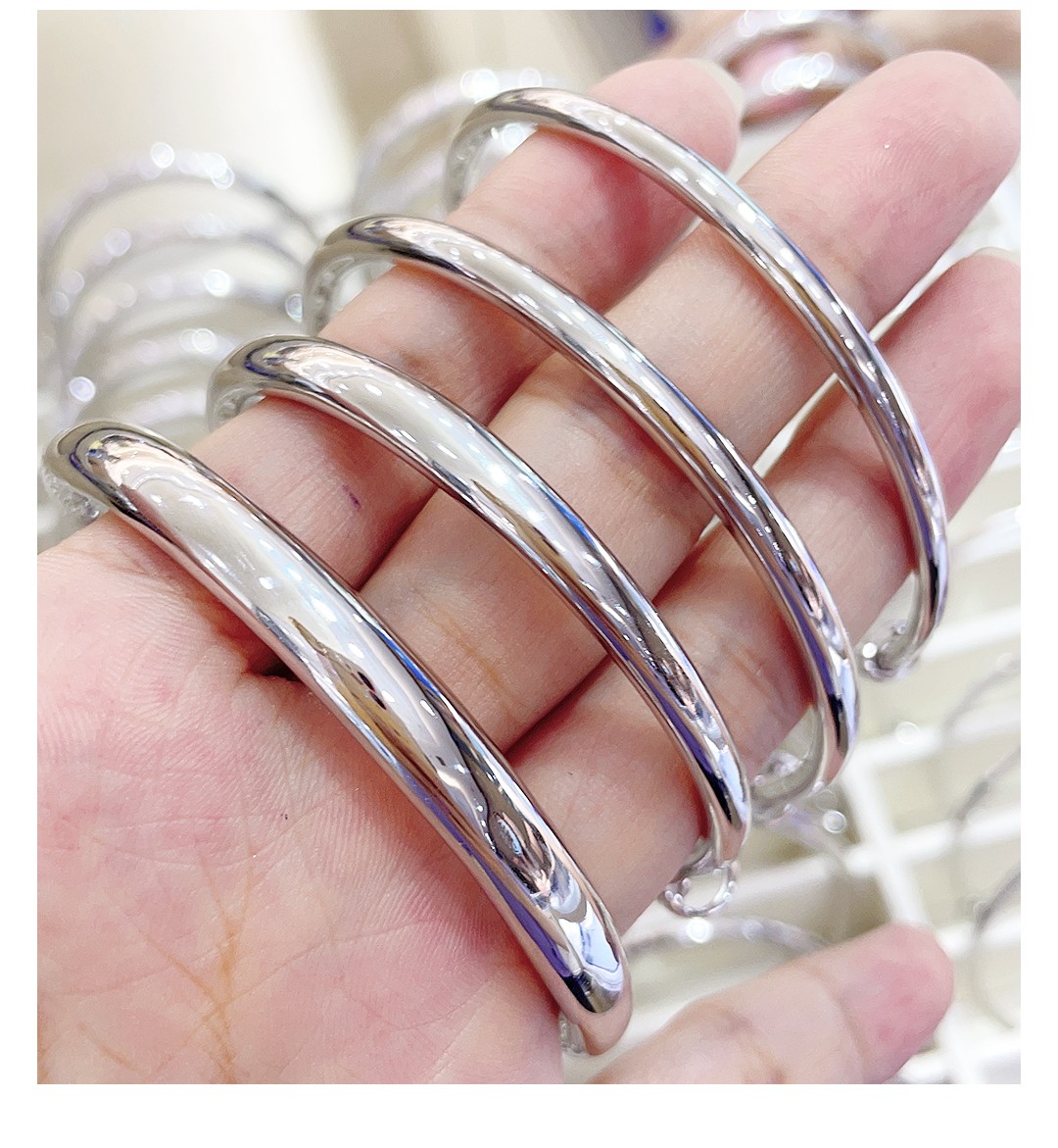 新年礼物 宫之瑄 正品铂金手镯女pt950白金实心手镯铂金手链光面可