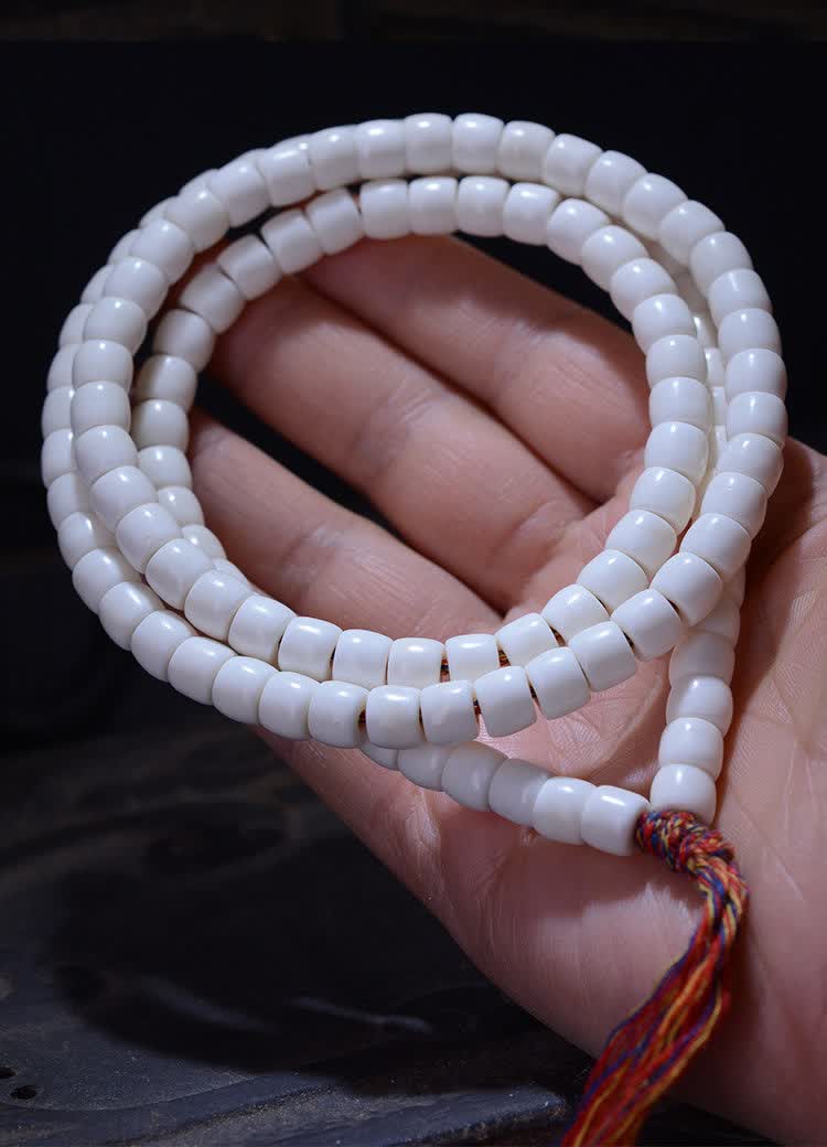 荟隆专柜63 正宗天然高密度原骨鹿骨灵骨未脱脂108藏传手串念珠佛珠