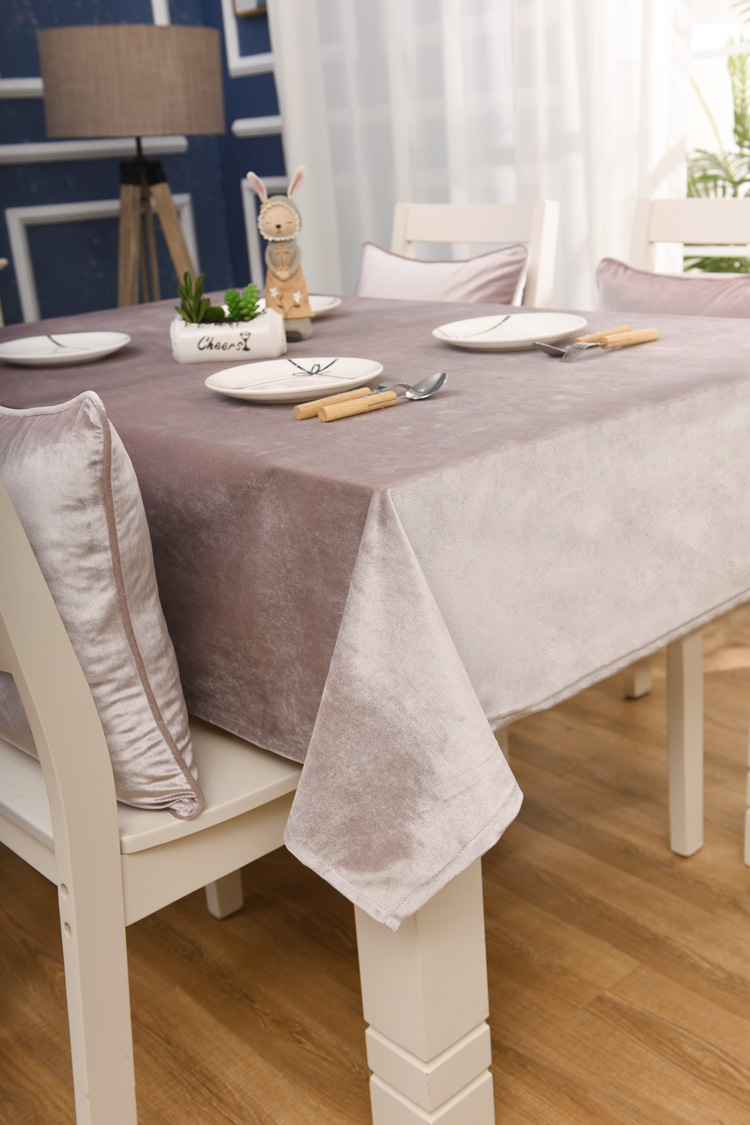 禾意意大利金丝绒布桌布纯色简约天鹅绒西餐会议桌布定制沙发防尘香芋