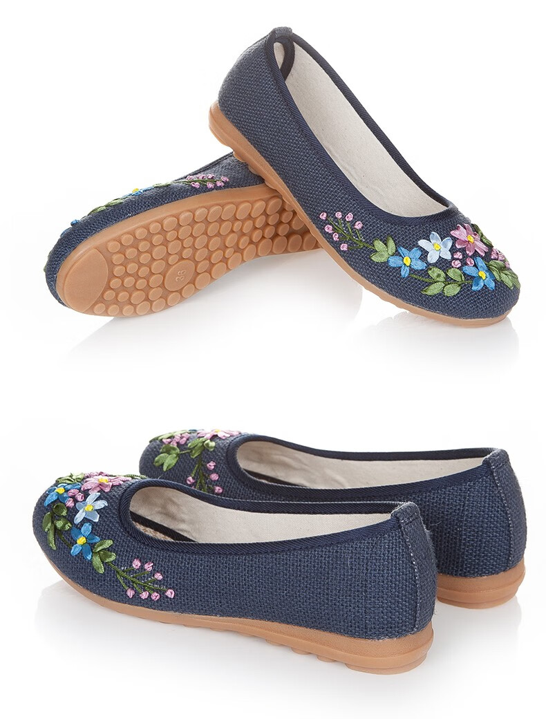 绣花鞋女老北京绣花布鞋女汉服鞋平底民族风透气软底鞋老人鞋妈妈鞋