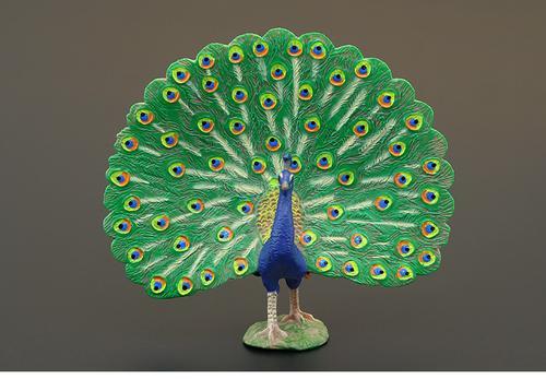 定制儿童玩具孔雀实心儿童仿真动物玩具野生动物模型套装蓝孔雀绿孔雀
