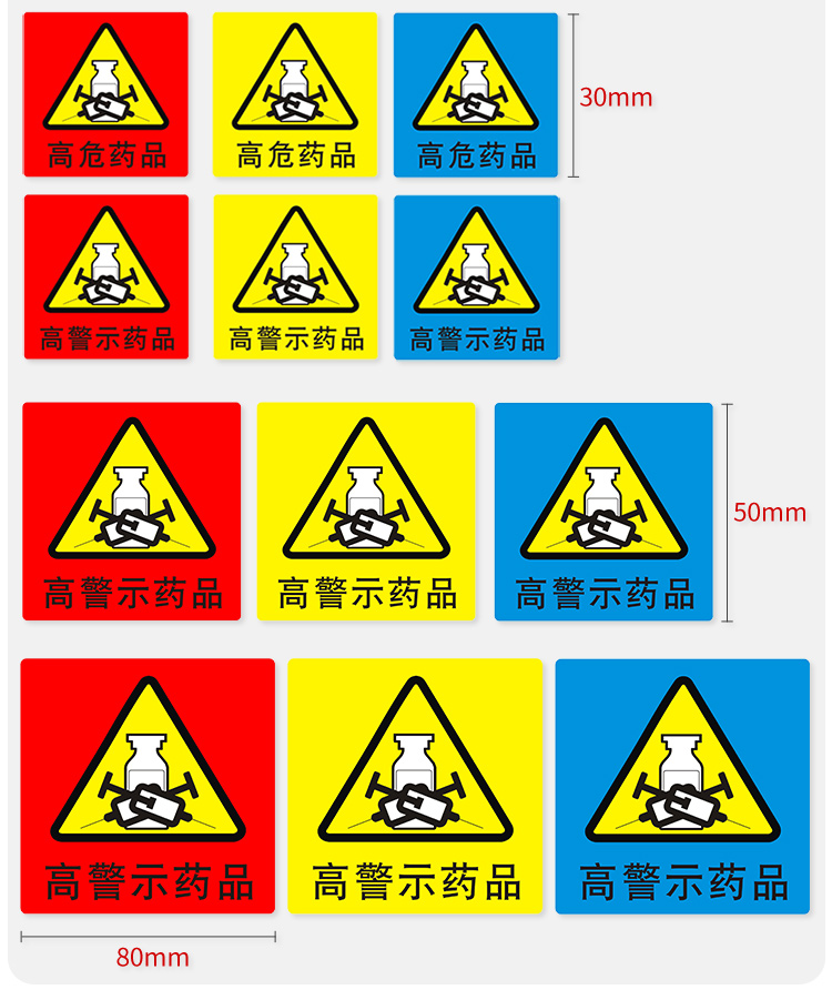 高危药物标识高警示药品标示医院药房柜abc分级警示标签贴牌定制高危