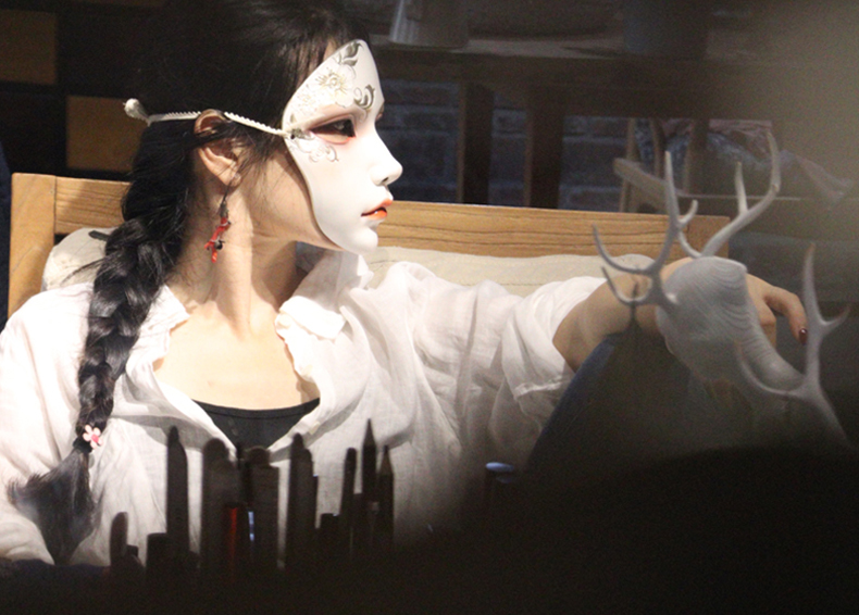 创意古风面具古装汉服舞会装扮全脸面具男手绘艺术面罩节日礼物礼品