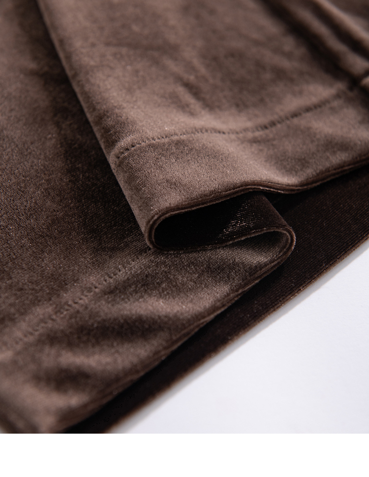 初棉2021春装新款雪尼尔显瘦拖地裤茶褐色丝绒阔腿裤女高腰垂感 茶