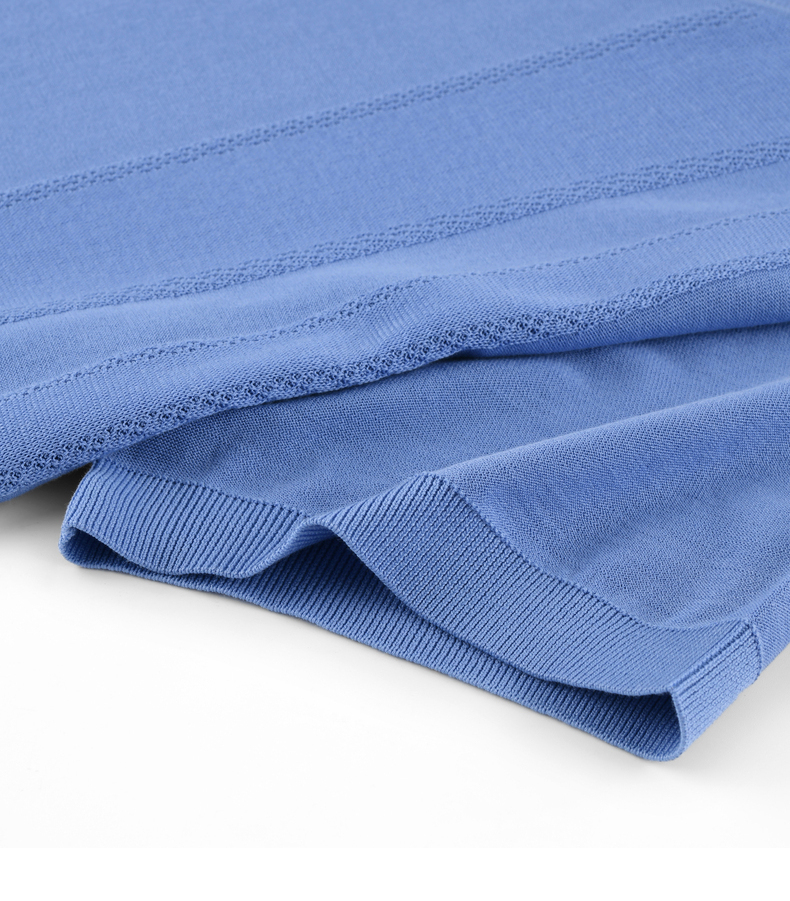 劲霸男装商务休闲春夏纯棉圆领提花工艺纯色短袖t恤男bttd2401浅蓝紫