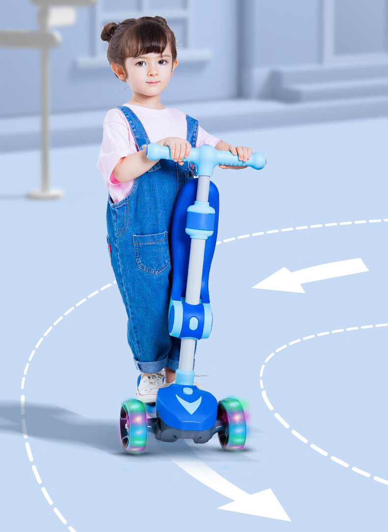 澳贝auby滑板车儿童3轮溜溜车1236岁可坐闪光轮儿童车男孩小宝宝三轮