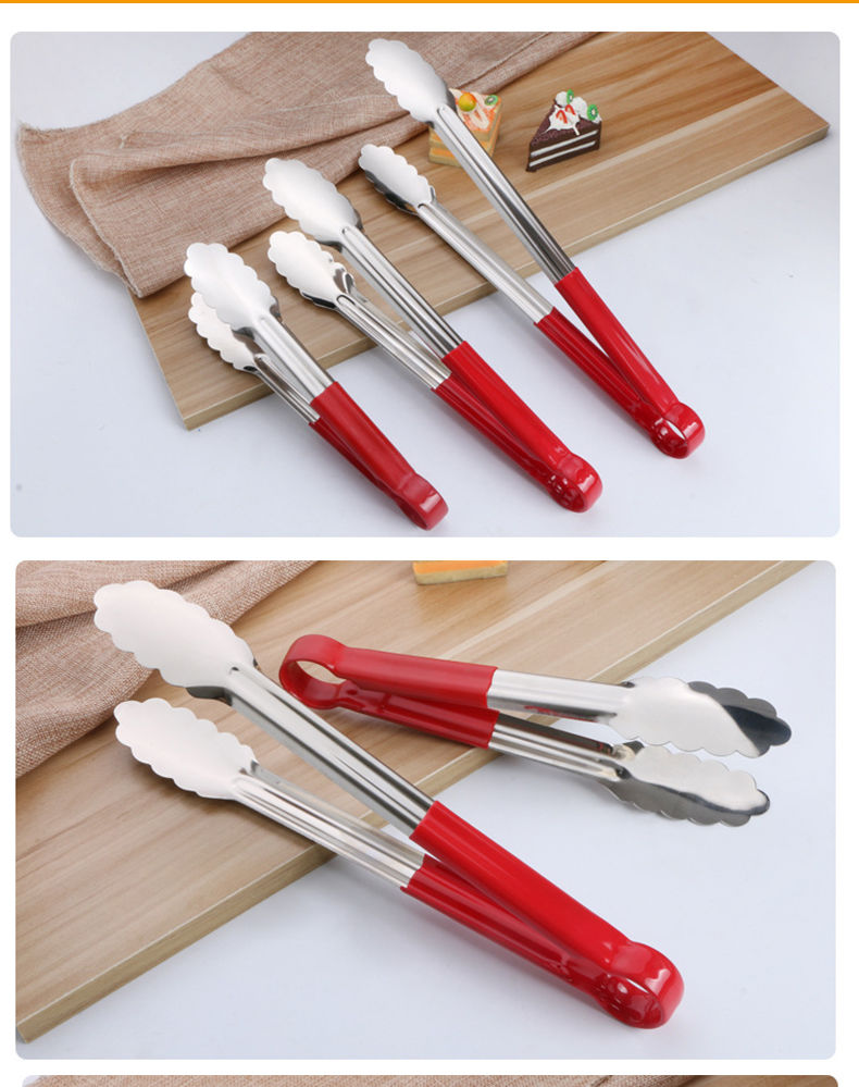 加厚不锈钢食品夹厨房夹子夹菜烧烤食物夹面包烘焙烤肉夹 三线14寸【