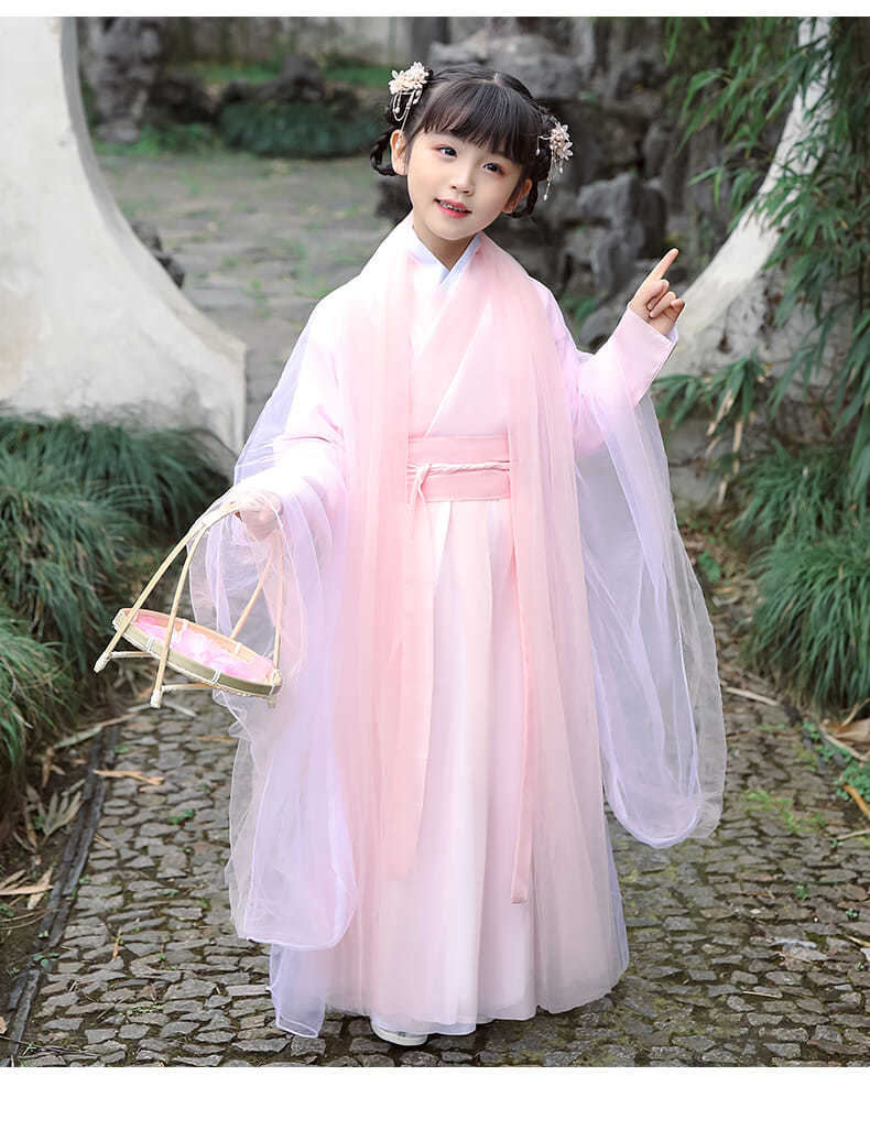 南糖三色汉服女童连衣裙抖音襦裙儿童古装三生三世枕上书白凤九仙女超