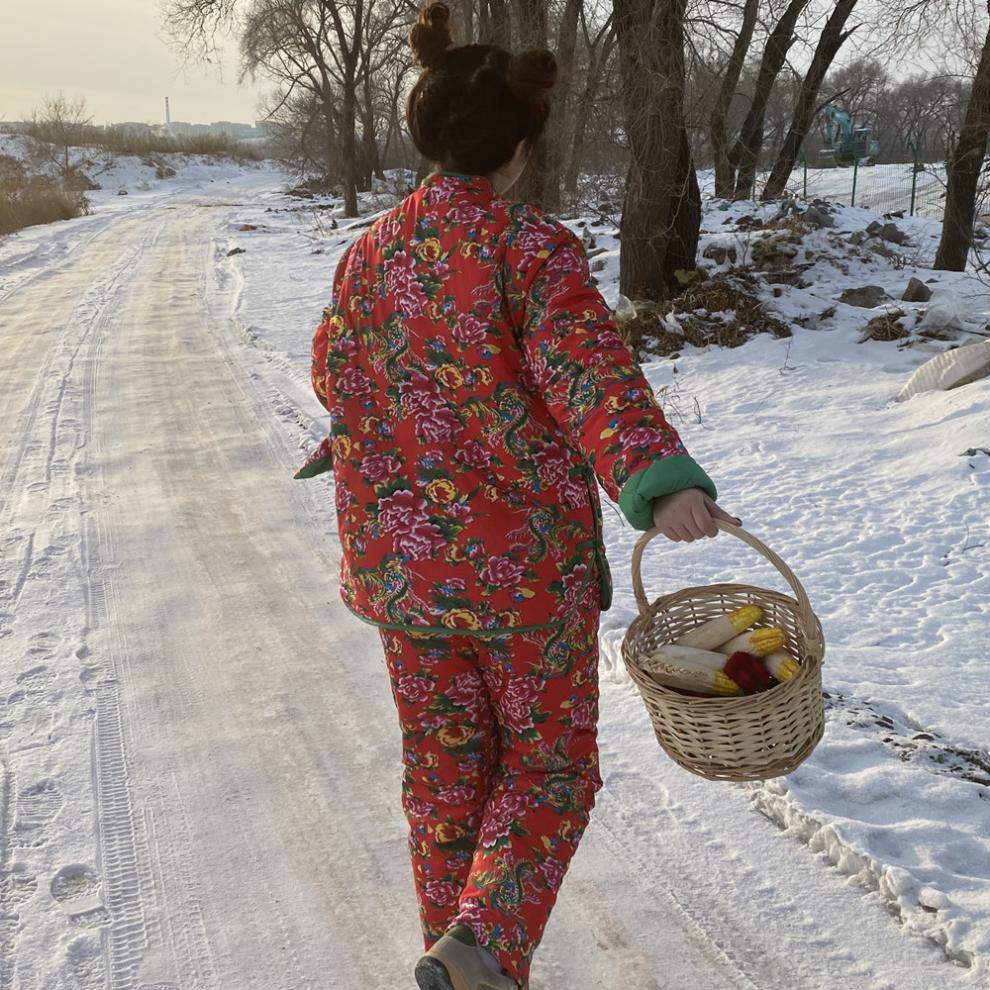 东北花棉袄女大花袄大棉袄女冬加厚民族风碎花棉服时尚棉衣棉裤套装女