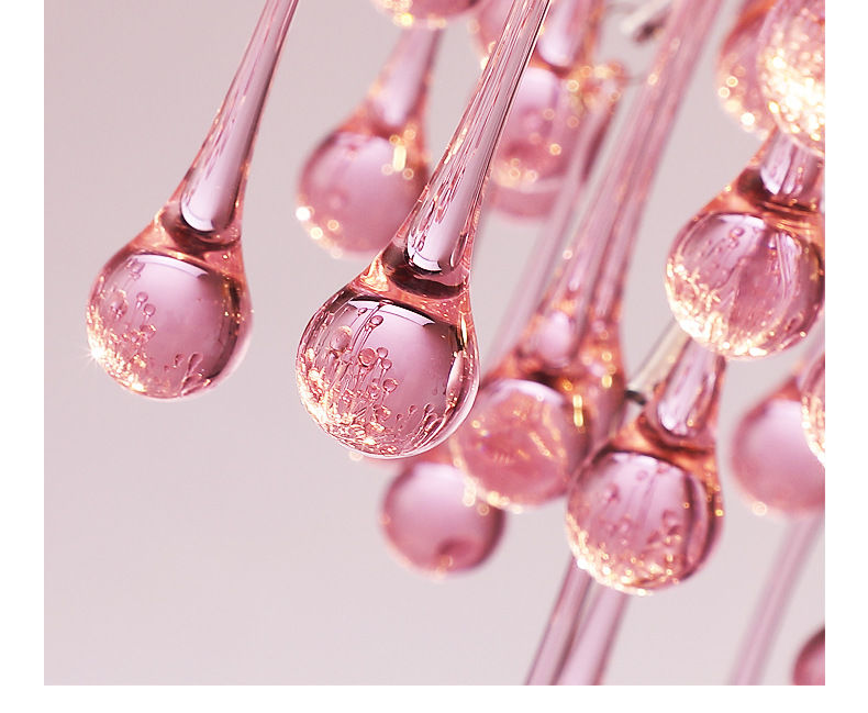 vieruodis粉色水晶吊灯卧室灯少女心七彩儿童房女孩房法式轻奢公主