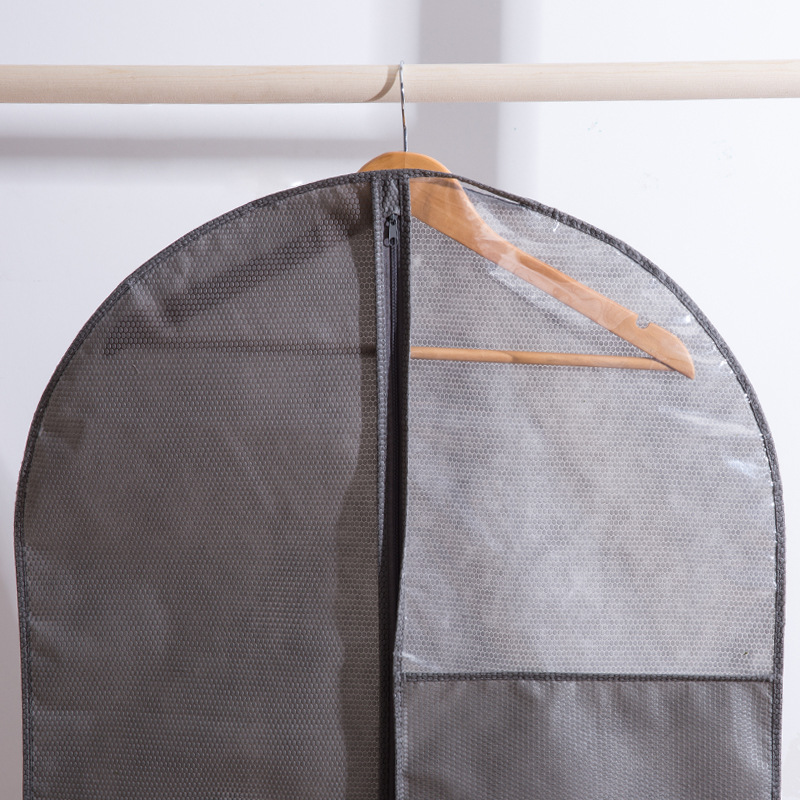 家居用品衣服防尘罩挂式大衣皮草保护套西装挂衣袋家用加长防尘袋灰色