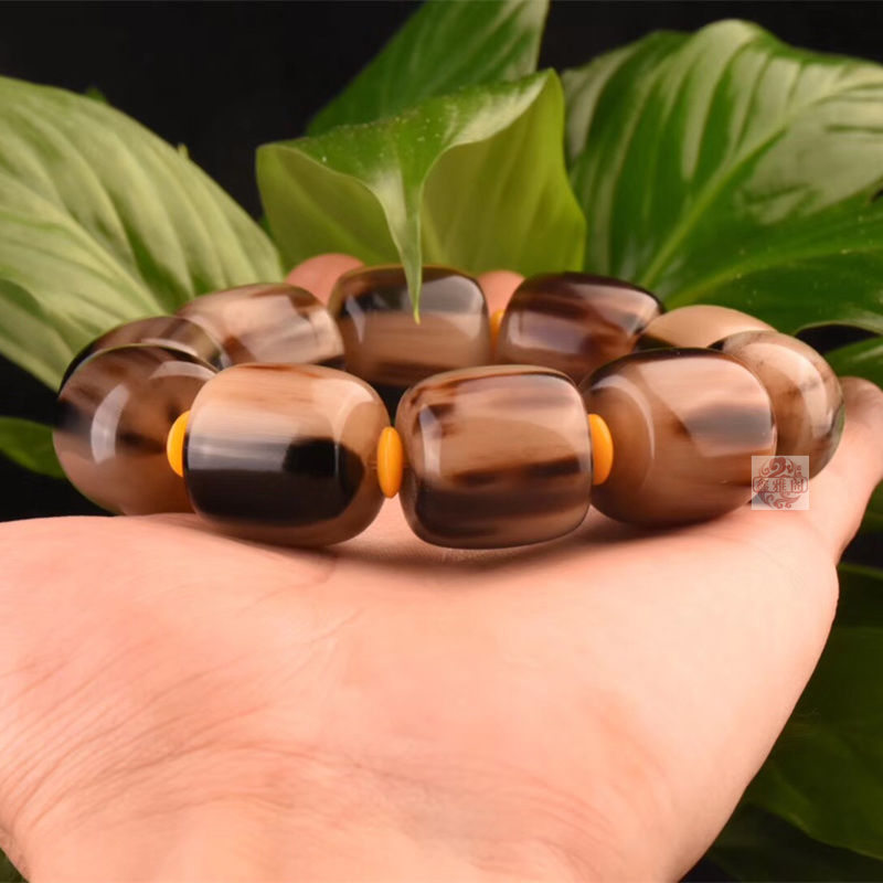 天然西藏老牦牛角手串正宗佛珠念珠血丝手链男女金刚菩提星月文玩桶珠