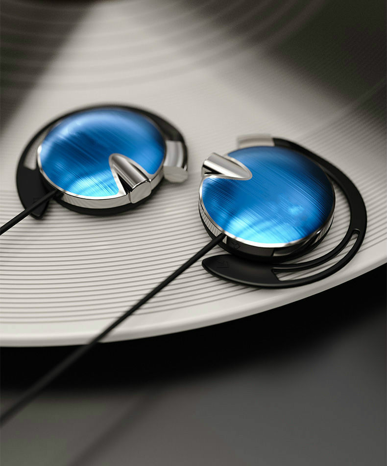 不入耳有线带麦通用女生可爱耳挂式外挂不伤耳卜邻 深蓝色(有麦克风)