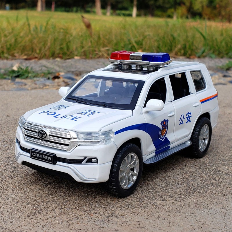礼物1:32普拉多suv越野警车合金汽车模型公安车仿真车模声光回力玩具