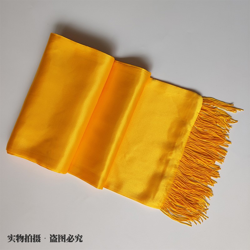 俏辫子祭祖祭祀黄围巾定制logo清明节祭祖大典庙会宗亲会颁奖典礼丝绸