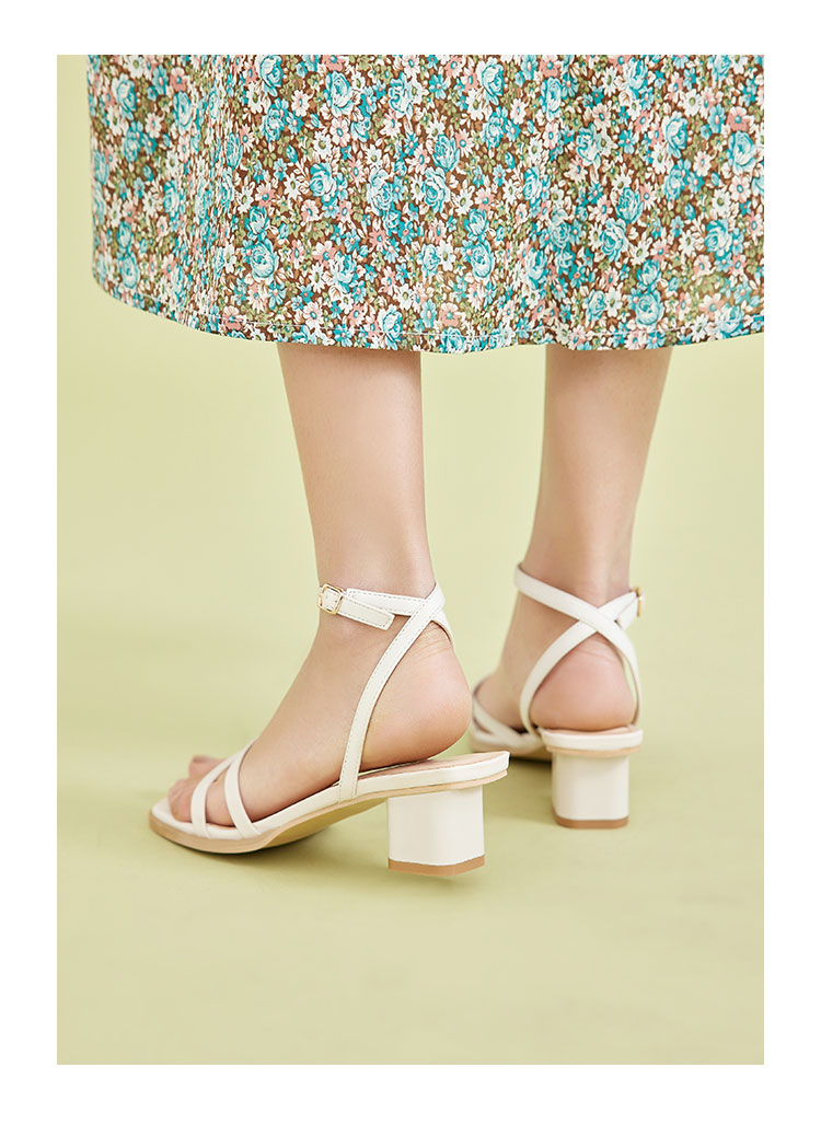 ief/爱依服凉鞋女2021夏季新款韩版气质仙女风交叉小众中跟鞋2228