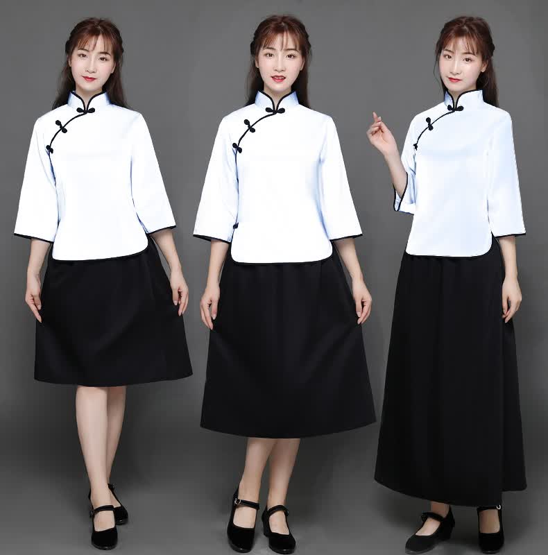 民国学生装中国风套装民国校服民国风毕业班服五四青年装演出服女五四