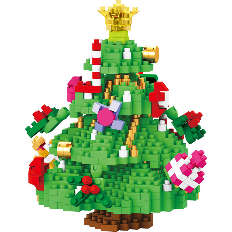 布鲁克微型小颗粒拼装积木兼容儿童女孩拼图玩具圣诞树节日礼物 by