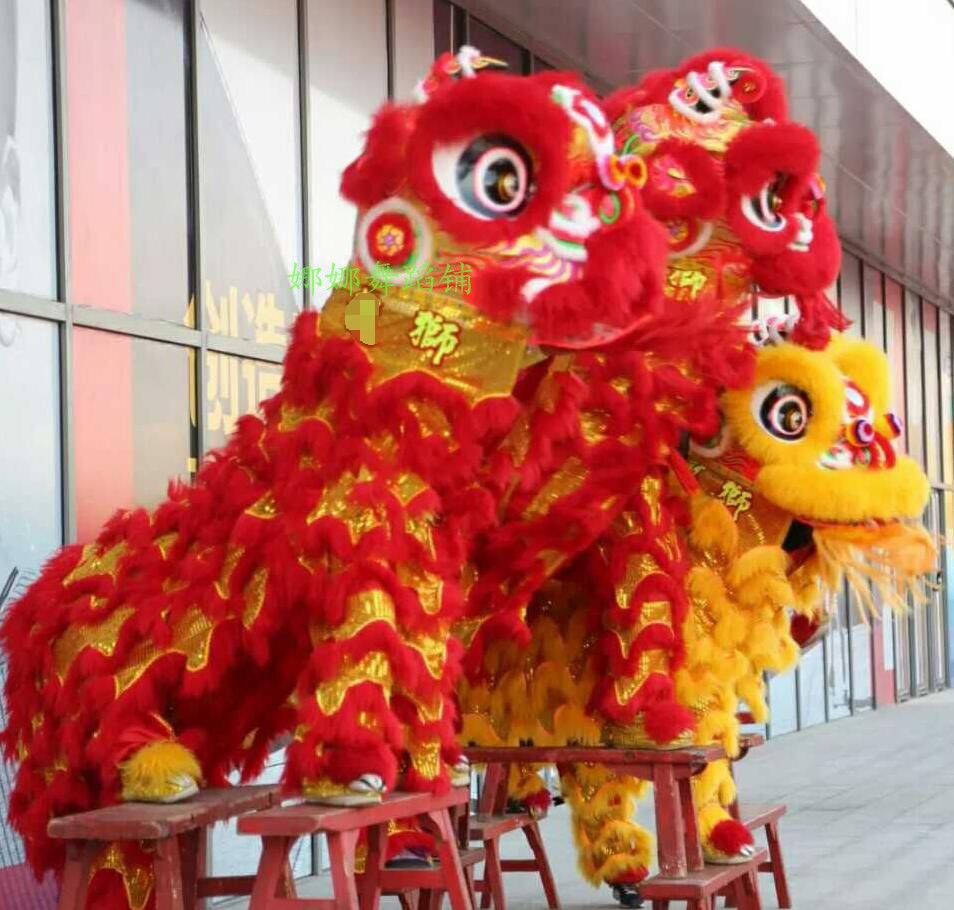 正宗佛山醒狮南狮澳洲羊毛醒狮正宗佛山醒狮竹编 忱蝶 佛装3号大红色