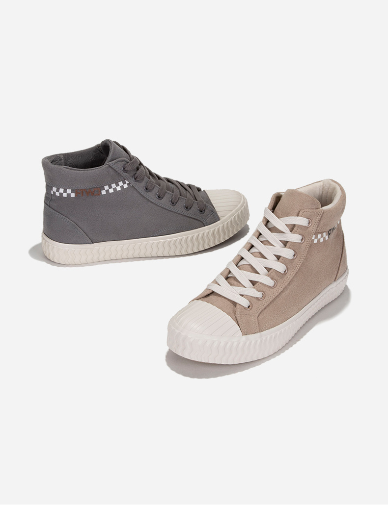 热风男鞋男士时尚休闲鞋秋冬高帮鞋子08杏色39