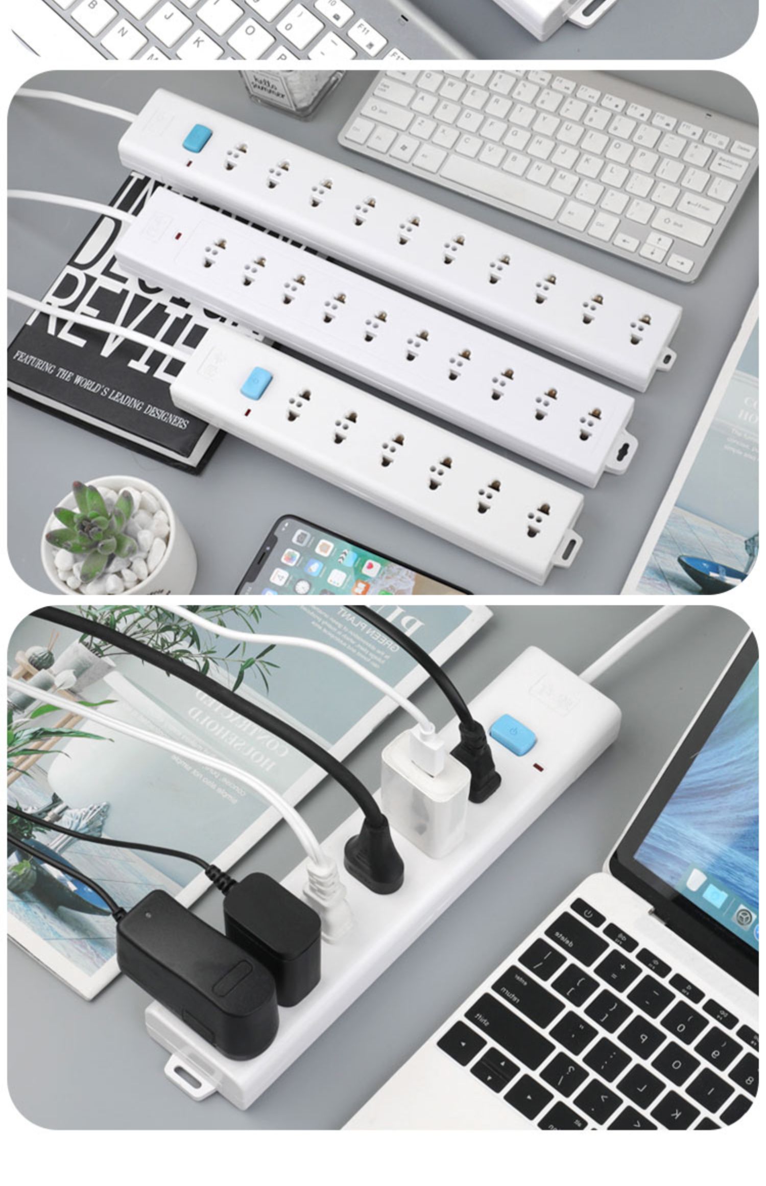 插座工业流水线老化架排插无线接线板 pdu机柜插排电源插线板两孔 500