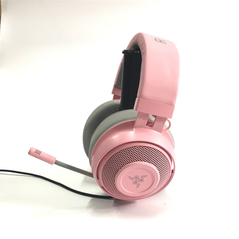 雷蛇(razer)/竞技版游戏电竞csgo吃鸡头戴式耳机耳麦 9新粉色萌猫耳朵