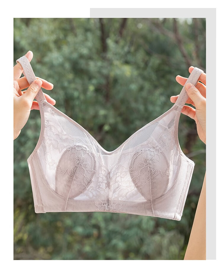无钢圈文胸薄兔耳朵性感女内大显小收副乳聚拢防下垂胸罩 灰色【单件