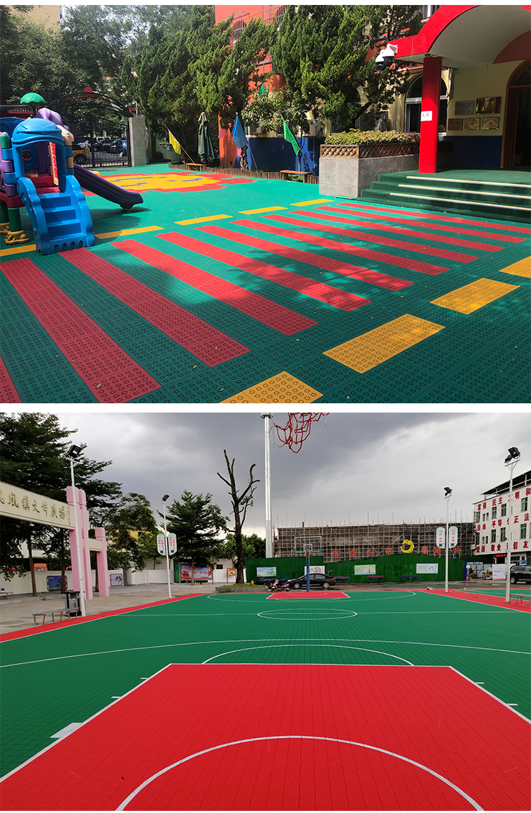 众踏幼儿园篮球场悬浮地板室外场地拼装运动地板幼儿园拼接地板弹扣宽