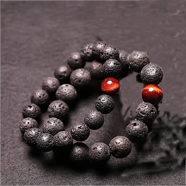 男女串珠幸运转运珠火山岩手串文玩sn4182 10mm火山石蓝砂石星空手链