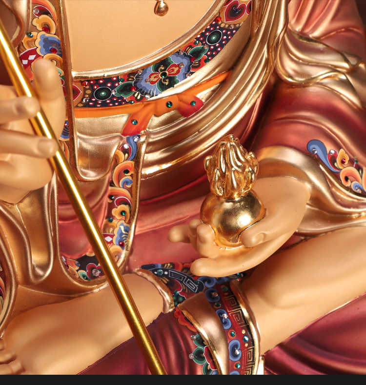 七宝莲台湾纯铜地藏王菩佛像地藏菩萨像家用彩绘铜佛像娑婆三圣摆件16