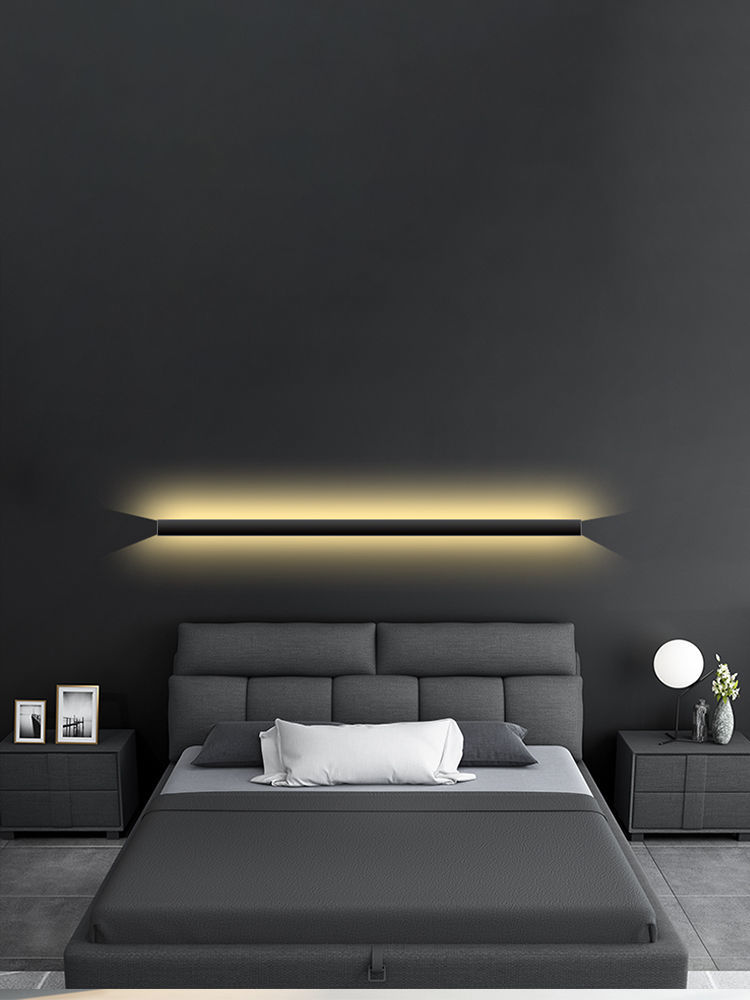 床头过道简约背景墙装饰线条led墙灯长条灯120cm黑色两侧发光默认暖光