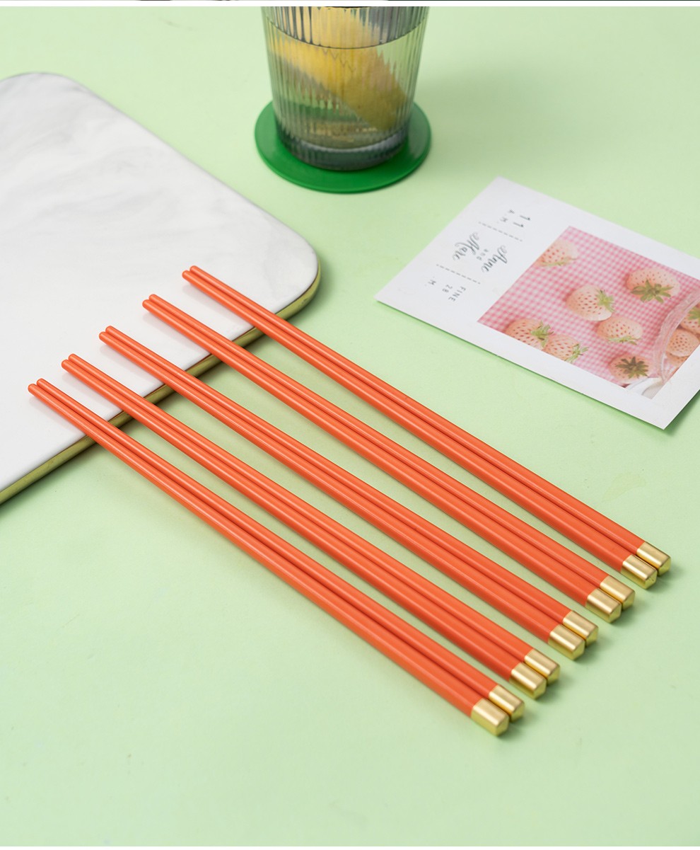 onlycook 彩色合金筷 家庭轻奢风筷子套装 家用创意简约耐高温防滑