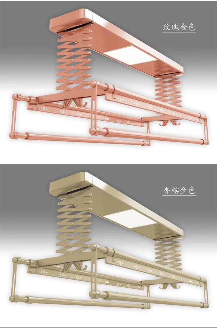 晾衣架动晾衣架升降全自动遥控晾衣机家用阳台吊顶烘干伸缩凉衣杆太空