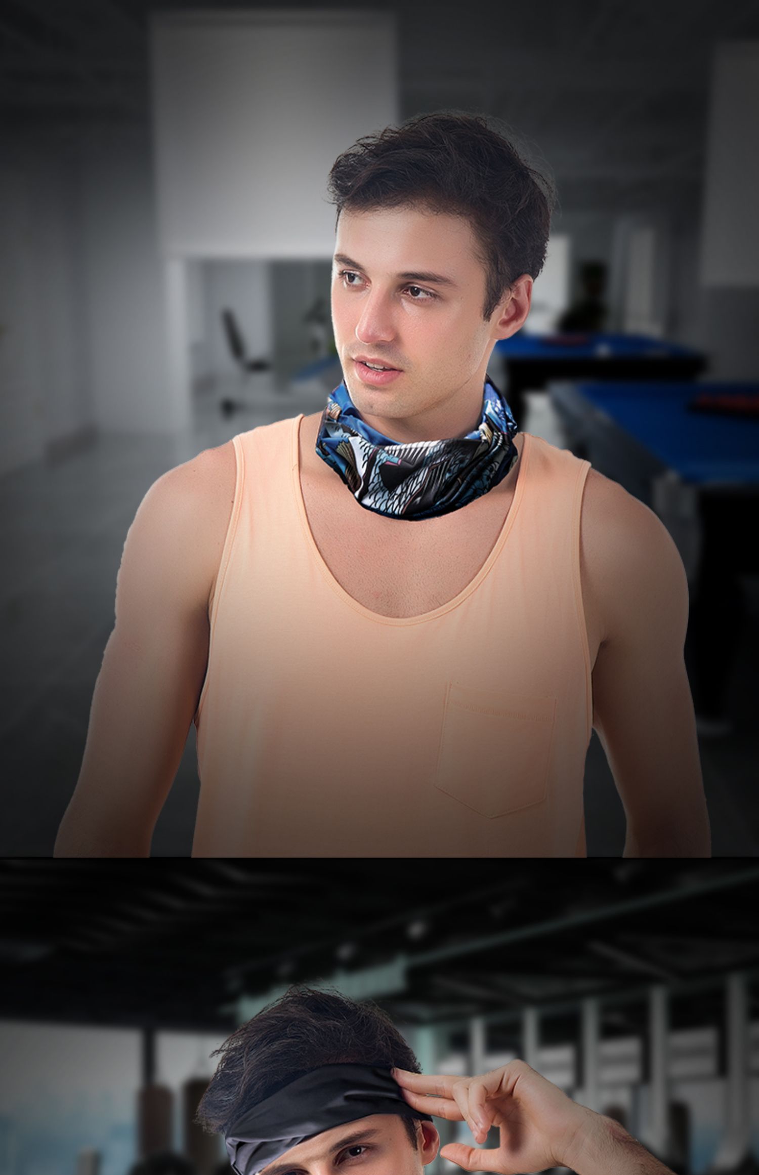 恒源祥商场同款防晒冰丝围脖头巾男脖套护颈脖子夏天钓鱼面罩骑行面巾