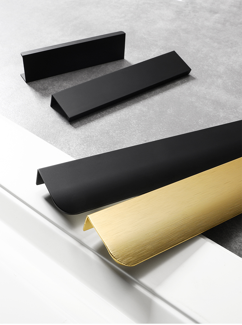 定制隐形拉手长款轻奢通体衣柜柜门拉手加长长长条金色黑色把手拉丝金