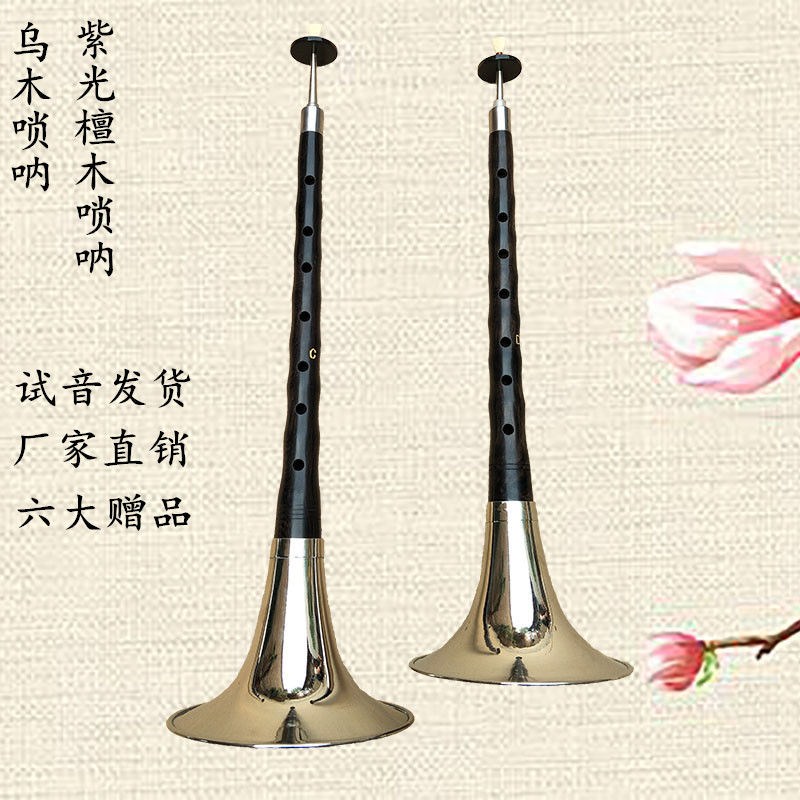 乌木红木唢呐乐器全套初学者入门红白喜事d降b调海笛小号喇叭红花梨木