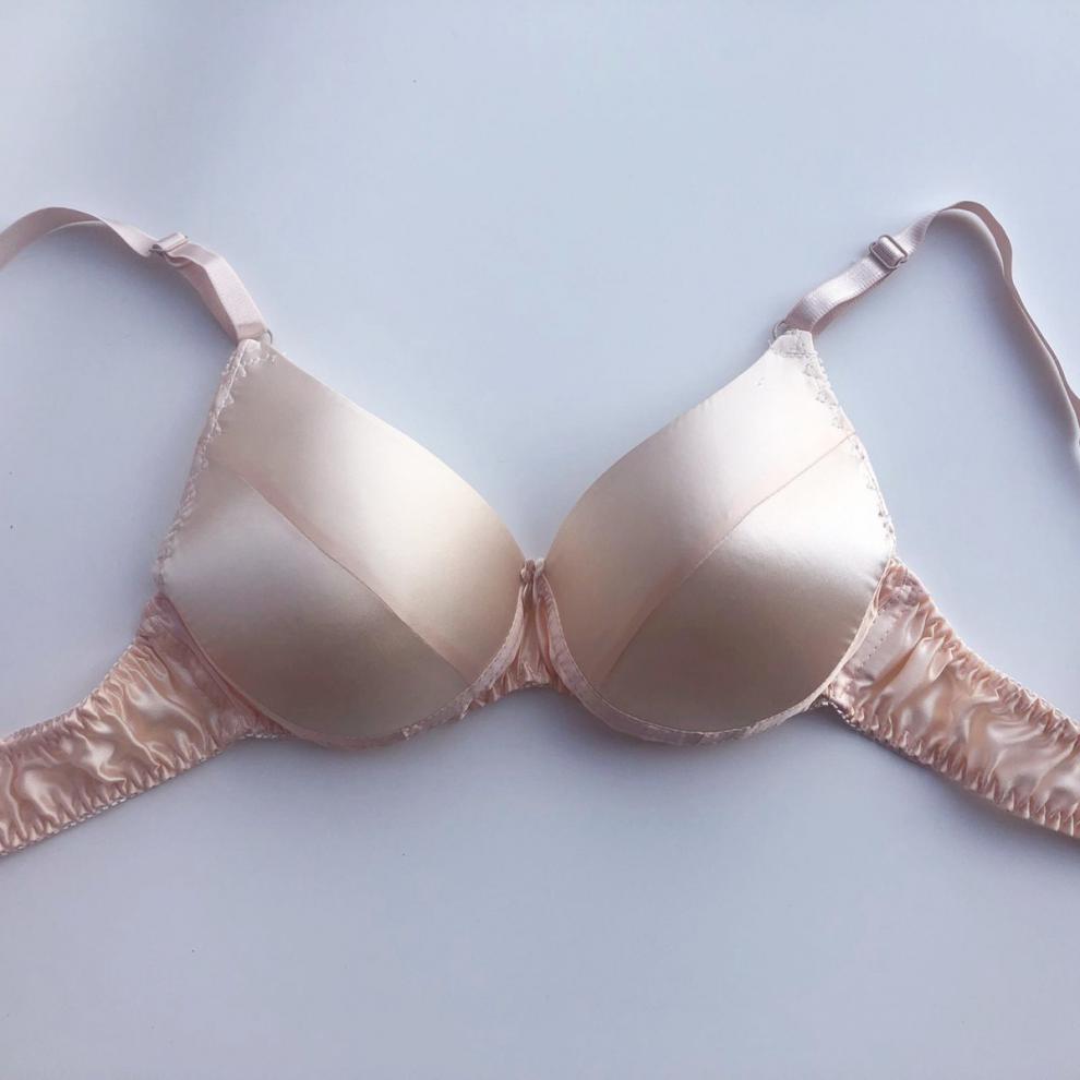 放心购文胸100桑蚕丝无痕内衣女薄无钢圈舒适透气大码胸罩浅紫色34码b