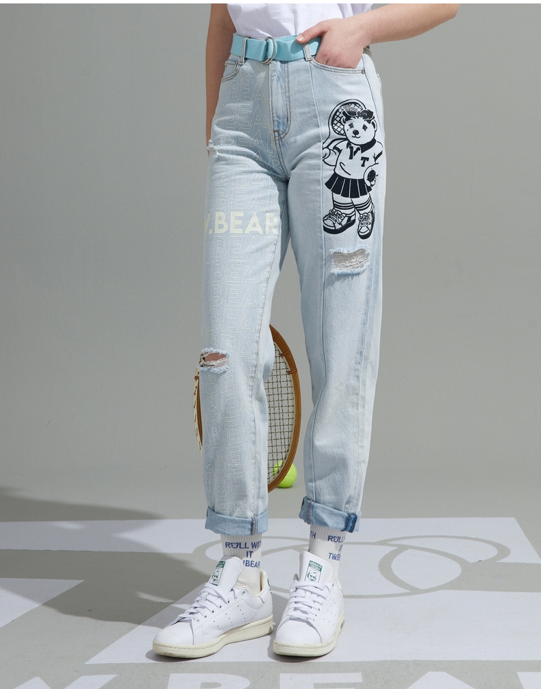 teenieweenie小熊牛仔裤长裤冰感黑科技面料高腰显瘦裤子女夏新款ttt